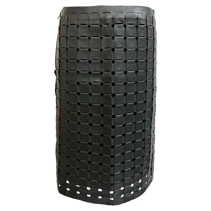 Bottega Veneta Woven Skirt In Black Leather